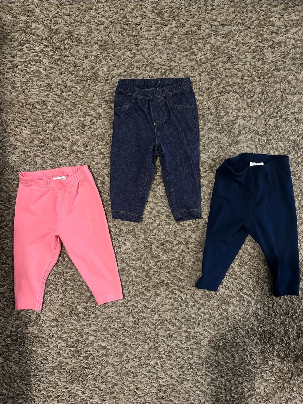 Carter's Three-Pack Girls Leggings - Pink, Navy, Denim
